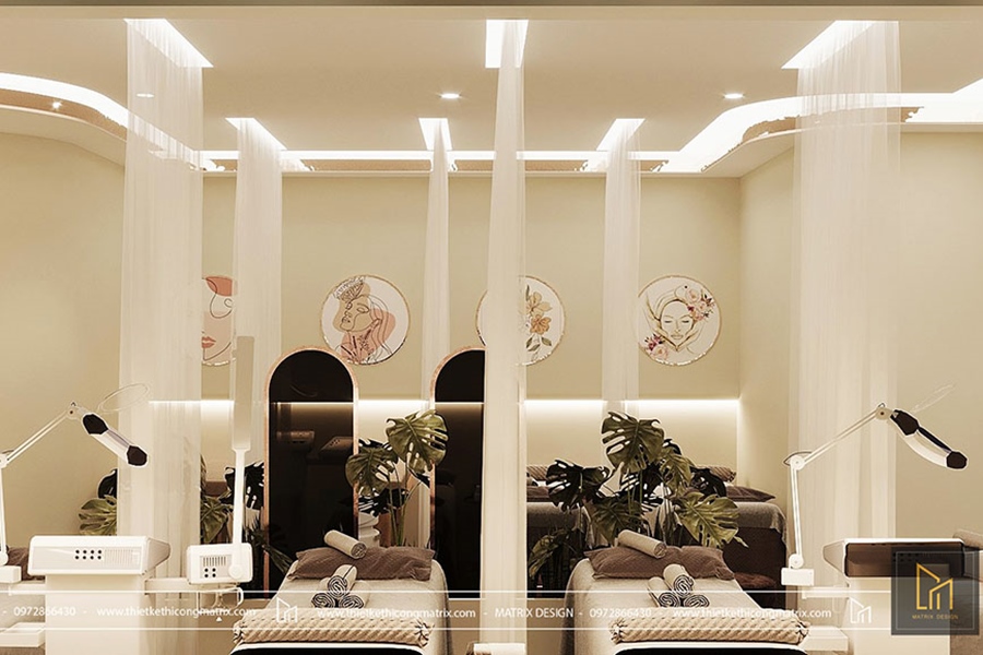 thiết kế spa tối giản