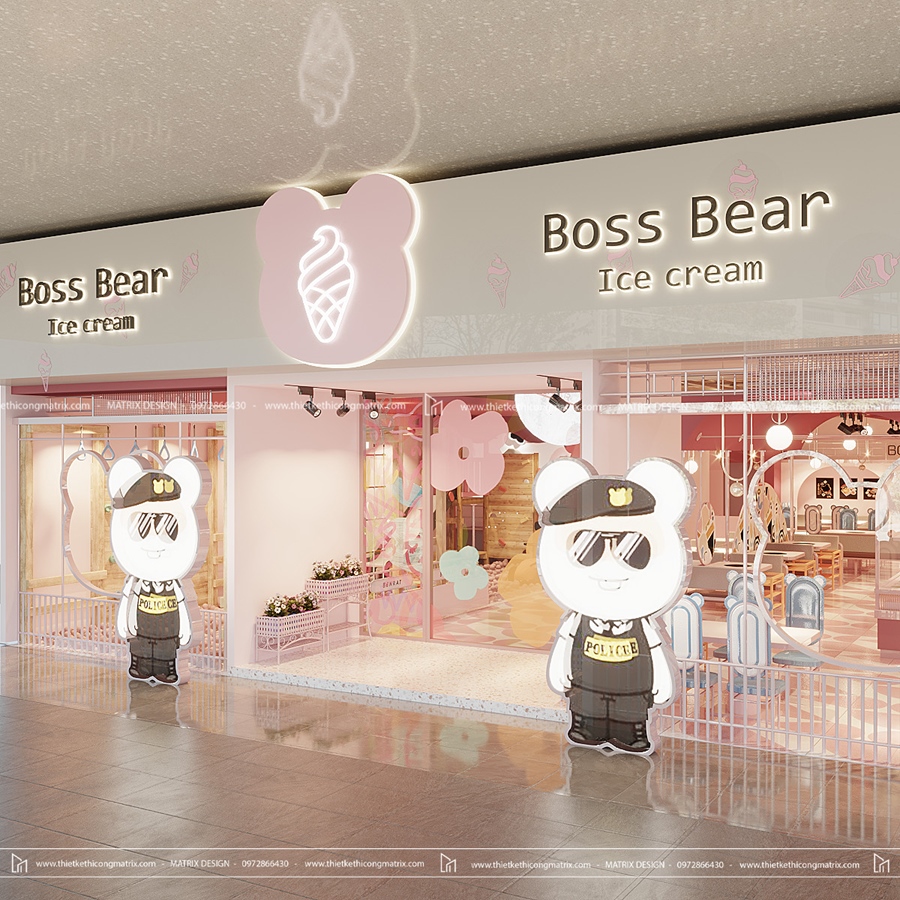 thiết kế trọn gói tiệm kem - cafe ấn tượng