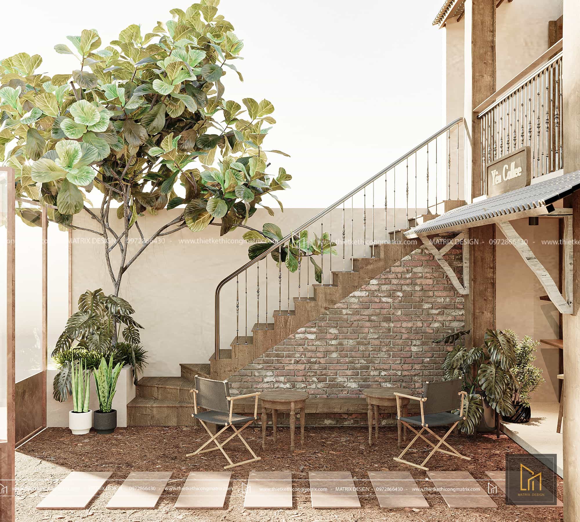 thi công cafe sân vườn phong cách đà lạt đẹp